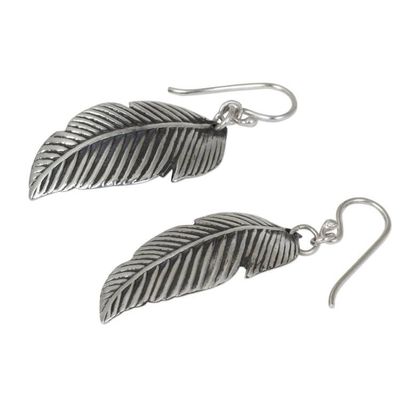 Alternate image for Sterling Silver Thai Tropical Leaf Earrings Handmade Jewelry Tropical Leaves