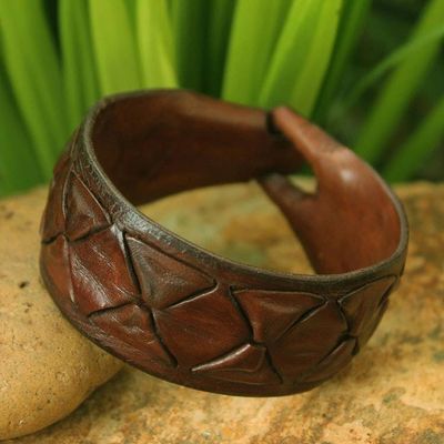 Alternate image for Mens Leather Wristband Bracelet Sukhothai Brown