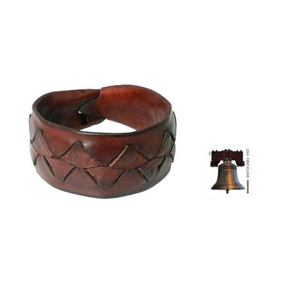 Alternate image for Mens Leather Wristband Bracelet Ayutthaya Brown