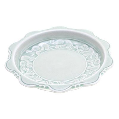 Alternate image for Celadon Ceramic Elephant-Themed Dessert Plate in Green Elephant Parade