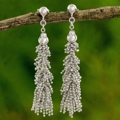 Alternate image for Sterling Silver Beaded Hook Earrings from Thailand Thai Garland