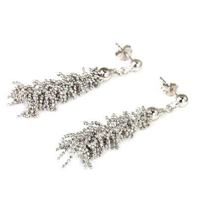 Alternate image for Sterling Silver Beaded Hook Earrings from Thailand Thai Garland
