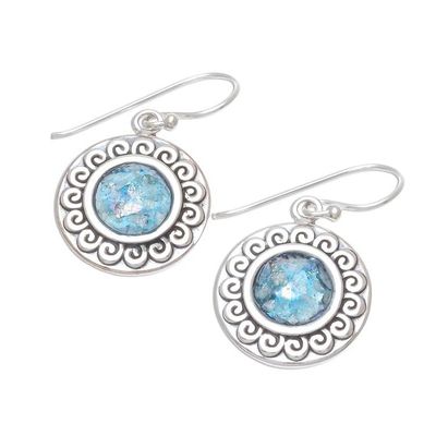 Alternate image for Curl Pattern Roman Glass Dangle Earrings from Thailand Sun of the Sea