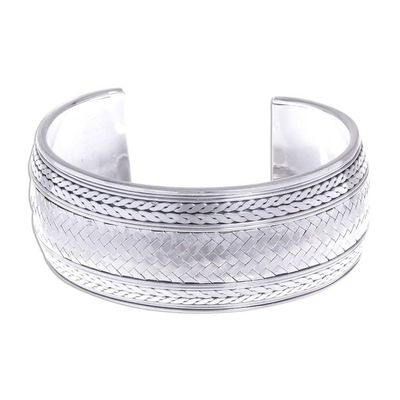 Alternate image for Woven Design Sterling Silver Cuff Bracelet Wave Effects