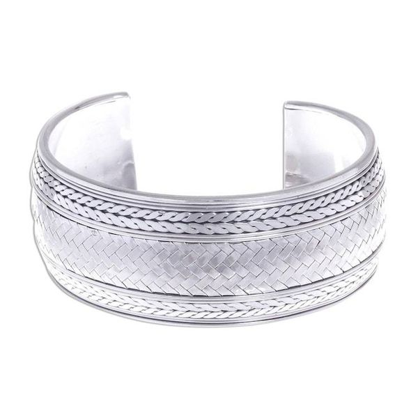 Alternate image for Woven Design Sterling Silver Cuff Bracelet Wave Effects