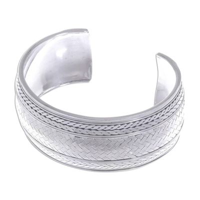 Alternate image for Woven Design Sterling Silver Cuff Bracelet Wave Effects