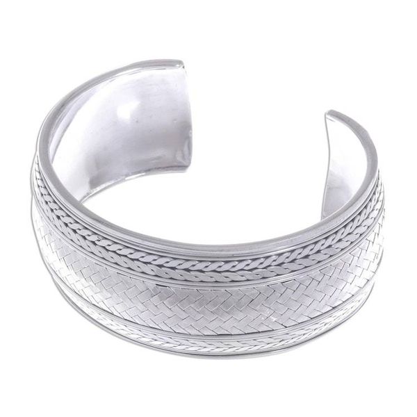 Alternate image for Woven Design Sterling Silver Cuff Bracelet Wave Effects
