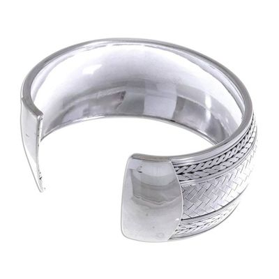 Alternate image for Woven Design Sterling Silver Cuff Bracelet Wave Effects