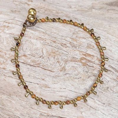 Alternate image for Tigers Eye Beaded Anklet from Thailand Bohemian Shower