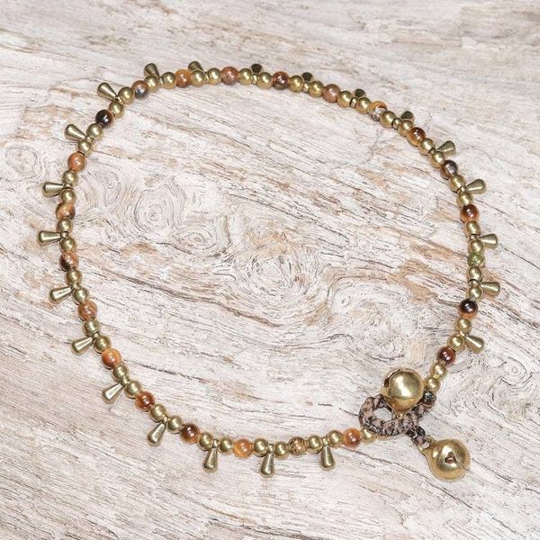 Alternate image for Tigers Eye Beaded Anklet from Thailand Bohemian Shower