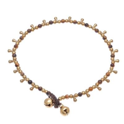 Alternate image for Tigers Eye Beaded Anklet from Thailand Bohemian Shower