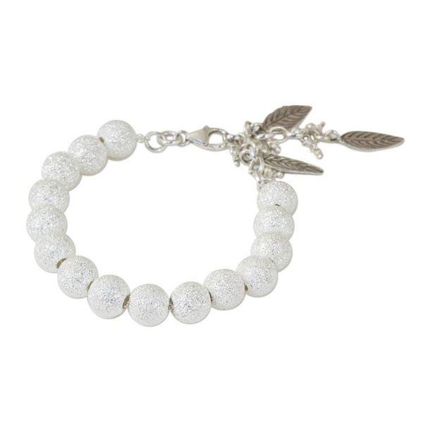Alternate image for Hand Crafted Silver Beaded Bracelet with Leaf Charms Leaf Sparkle