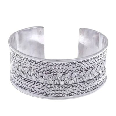 Alternate image for Mixed Braided Motifs Sterling Silver Cuff Bracelet Exotic Waves
