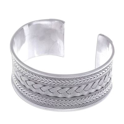 Alternate image for Mixed Braided Motifs Sterling Silver Cuff Bracelet Exotic Waves