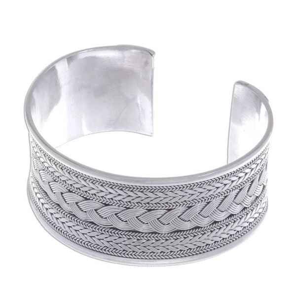 Alternate image for Mixed Braided Motifs Sterling Silver Cuff Bracelet Exotic Waves