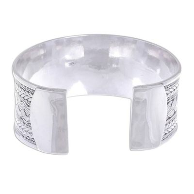 Alternate image for Mixed Braided Motifs Sterling Silver Cuff Bracelet Exotic Waves