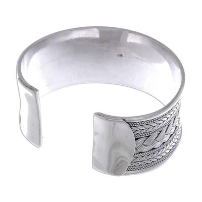 Alternate image for Mixed Braided Motifs Sterling Silver Cuff Bracelet Exotic Waves