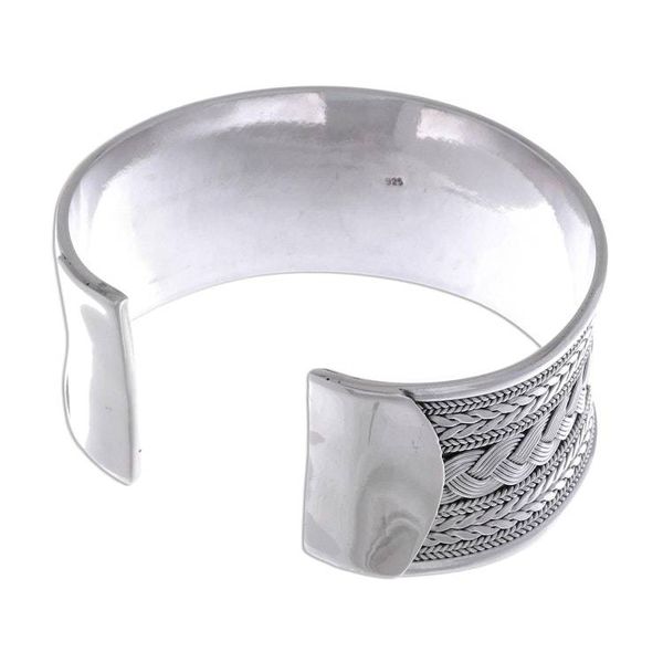 Alternate image for Mixed Braided Motifs Sterling Silver Cuff Bracelet Exotic Waves