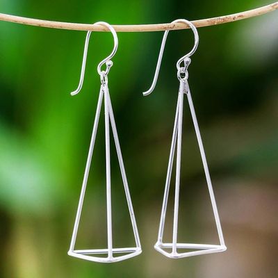 Primary image for Pyramid Sterling Silver Dangle Earrings from Thailand Tall Pyramids