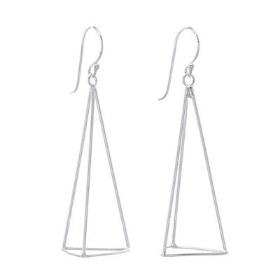 Alternate image for Pyramid Sterling Silver Dangle Earrings from Thailand Tall Pyramids