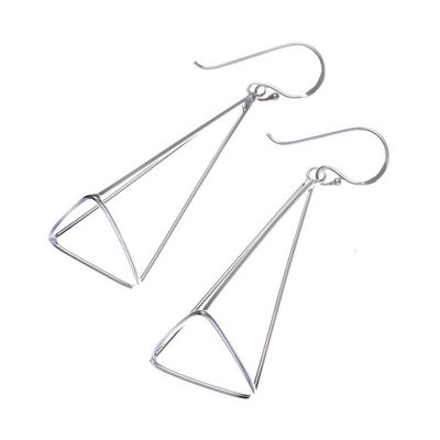 Alternate image for Pyramid Sterling Silver Dangle Earrings from Thailand Tall Pyramids