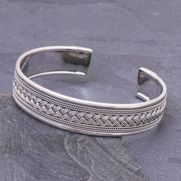 Alternate image for Braid and Rope Motif Sterling Silver Cuff Bracelet Karen Plaits