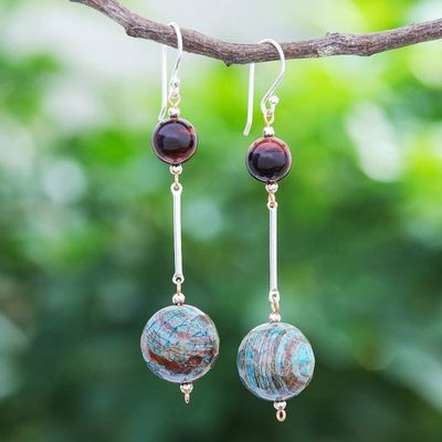 Alternate image for Jasper and Tigers Eye Dangle Earrings Earthly Love