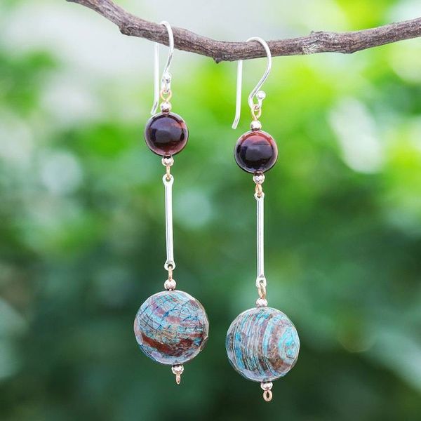 Alternate image for Jasper and Tigers Eye Dangle Earrings Earthly Love