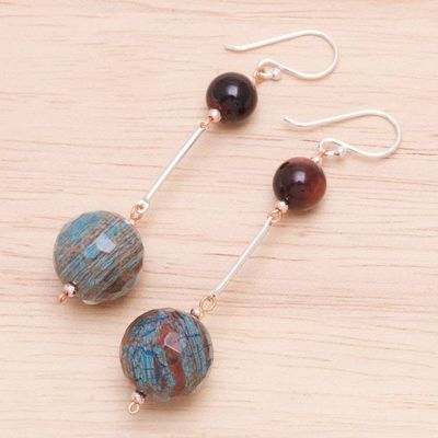Alternate image for Jasper and Tigers Eye Dangle Earrings Earthly Love