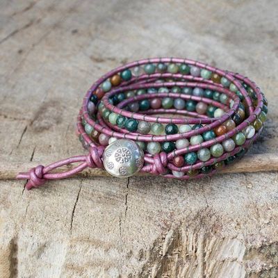 Alternate image for Wrap Bracelet with Colorful Jasper and Hill Tribe Silver Orchid Romance