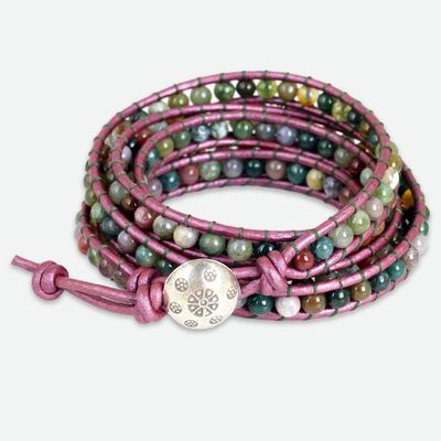 Alternate image for Wrap Bracelet with Colorful Jasper and Hill Tribe Silver Orchid Romance