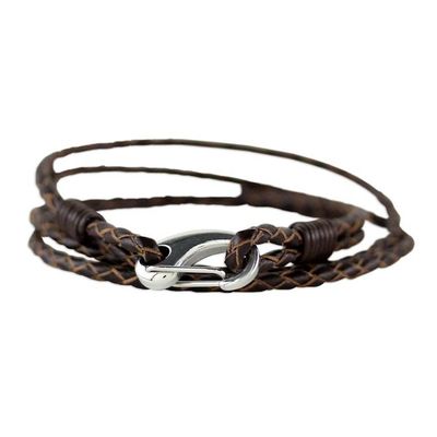 Alternate image for Sable Braided Leather Cord Bracelet from Thailand Braided Friendship in Sable