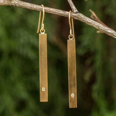 Alternate image for Peridot Earrings set in 24k Gold Plated Sterling Silver Simple Clarity