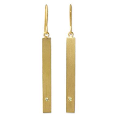Alternate image for Peridot Earrings set in 24k Gold Plated Sterling Silver Simple Clarity