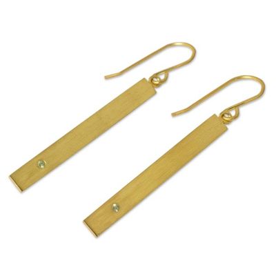 Alternate image for Peridot Earrings set in 24k Gold Plated Sterling Silver Simple Clarity