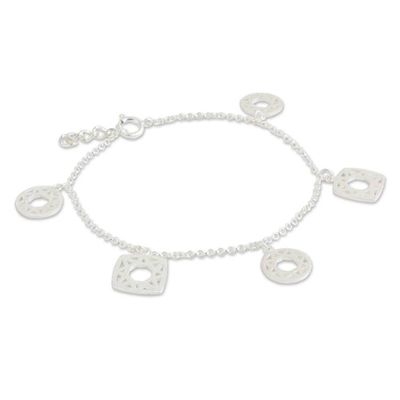 Alternate image for Thai Sterling Silver Handcrafted Charm Bracelet Starlight Geometry