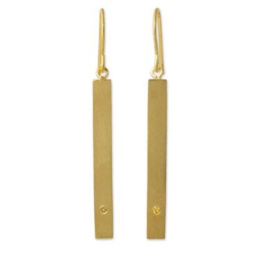 Alternate image for Citrine and 24k Gold Plated Silver 925 Dangle Earrings Simple Abundance