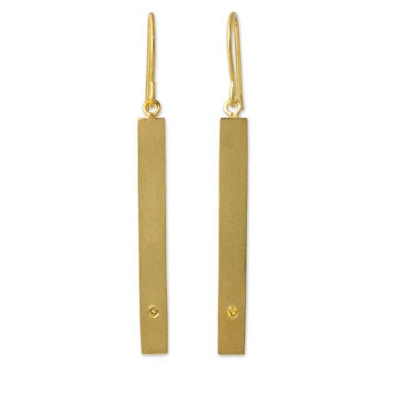 Alternate image for Citrine and 24k Gold Plated Silver 925 Dangle Earrings Simple Abundance