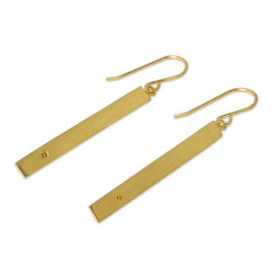 Alternate image for Citrine and 24k Gold Plated Silver 925 Dangle Earrings Simple Abundance