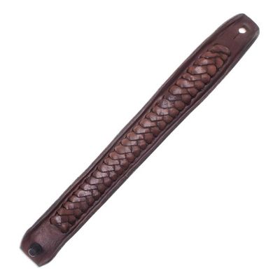 Alternate image for Handcrafted Woven Leather Wristband Bracelet from Thailand Weavers Life