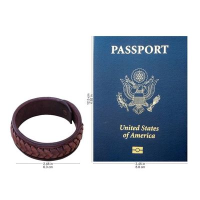 Alternate image for Handcrafted Woven Leather Wristband Bracelet from Thailand Weavers Life