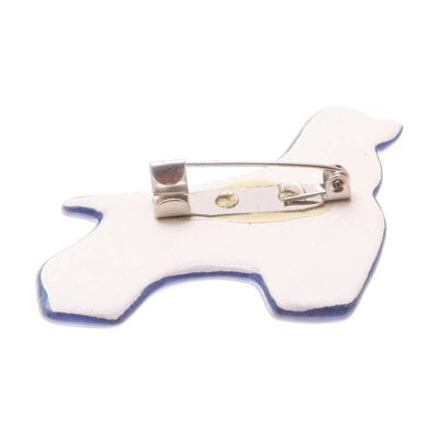 Alternate image for Blue Floral Ceramic Cocker Spaniel Brooch from Thailand Midnight Cocker Spaniel