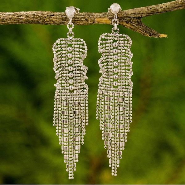 Alternate image for Thai Handcrafted Sterling Silver Waterfall Earrings Curtain Call