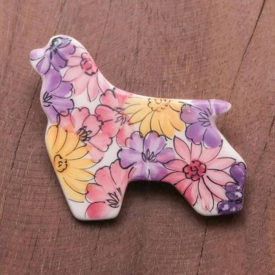 Alternate image for Floral Ceramic Cocker Spaniel Brooch Pin from Thailand Cocker Spaniel Flowers