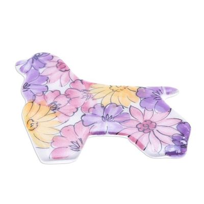 Alternate image for Floral Ceramic Cocker Spaniel Brooch Pin from Thailand Cocker Spaniel Flowers