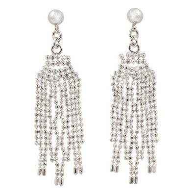 Alternate image for Sterling Silver Webbed Chandelier Earrings from Thailand Dangling Fringes