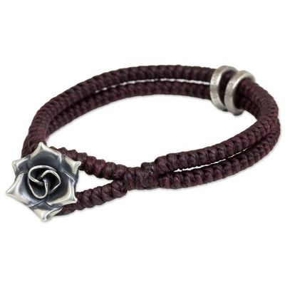 Alternate image for Hill Tribe Rose Clasp on Artisan Crafted Wristband Bracelet Marsala Rose