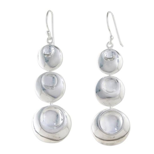 Alternate image for Sterling Silver Three Circle Dangle Earrings from Thailand Rain Bubbles
