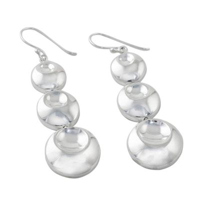 Alternate image for Sterling Silver Three Circle Dangle Earrings from Thailand Rain Bubbles