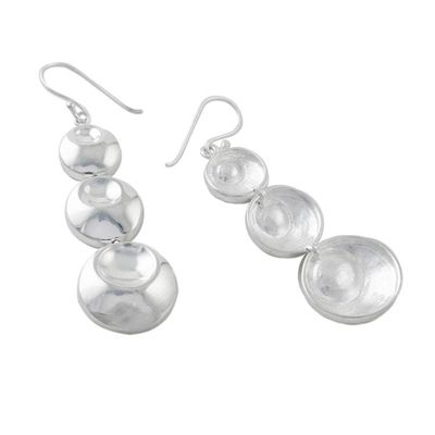 Alternate image for Sterling Silver Three Circle Dangle Earrings from Thailand Rain Bubbles